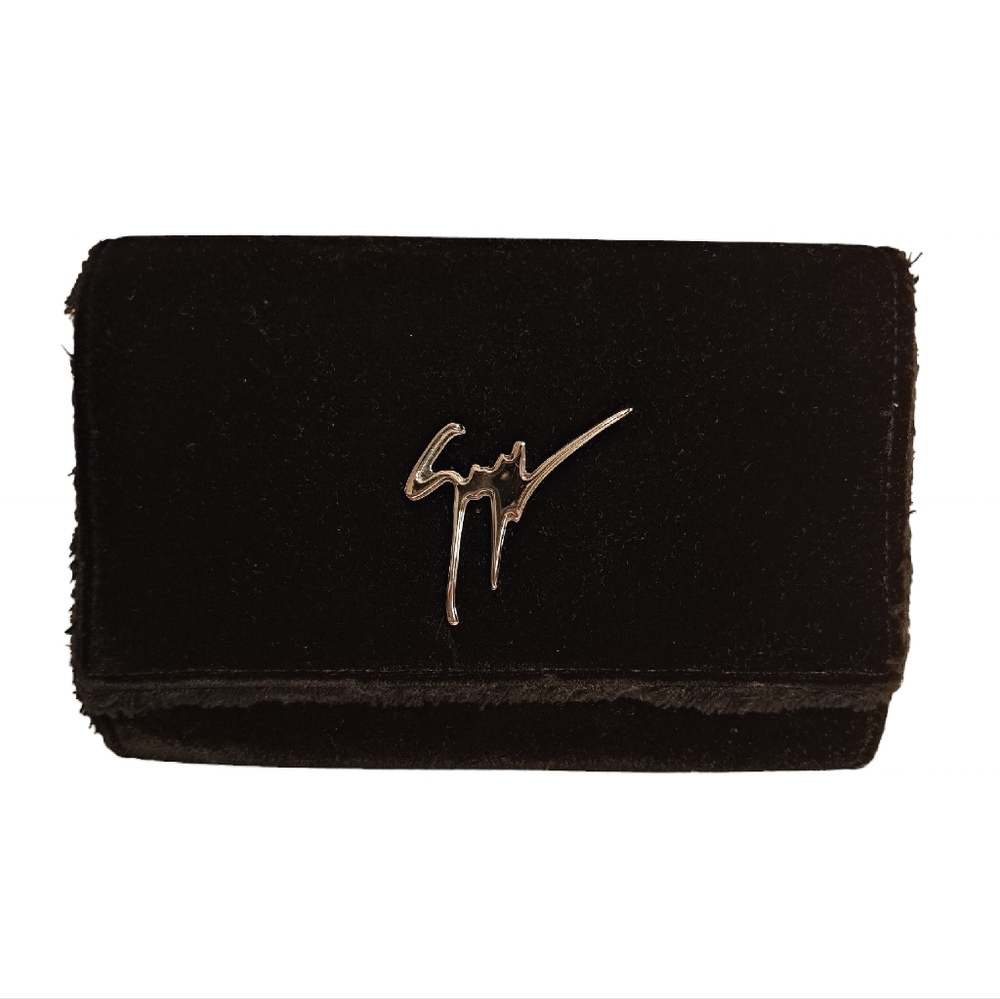 Giuseppe Zanotti Velvet Fringed Edges Removable Chain Crossbody/Clutch